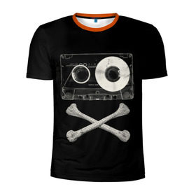 Мужская футболка 3D спортивная с принтом Pirate Music в Белгороде, 100% полиэстер с улучшенными характеристиками | приталенный силуэт, круглая горловина, широкие плечи, сужается к линии бедра | 80s | 90s | bone | dance | disco | music | pirate | retro | skelet | skull | tape | диско | кассета | кости | музыка | пират | ретро | скелет | череп