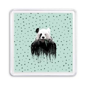 Магнит 55*55 с принтом Панда-художник в Белгороде, Пластик | Размер: 65*65 мм; Размер печати: 55*55 мм | animal | art | artist | bear | beast | design | panda | style | арт | дизайн | животное | зверь | кисть | краски | медведь | панда | стиль | художник