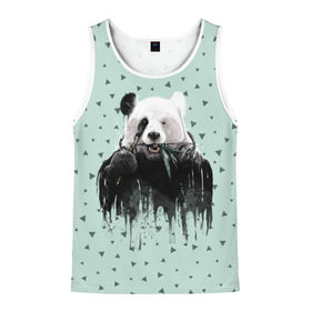 Мужская майка 3D с принтом Панда-художник в Белгороде, 100% полиэстер | круглая горловина, приталенный силуэт, длина до линии бедра. Пройма и горловина окантованы тонкой бейкой | animal | art | artist | bear | beast | design | panda | style | арт | дизайн | животное | зверь | кисть | краски | медведь | панда | стиль | художник
