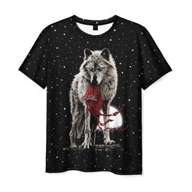 Мужская футболка 3D с принтом Серый волк в Белгороде, 100% полиэфир | прямой крой, круглый вырез горловины, длина до линии бедер | angry | animal | beast | heaven | moon | night | rage | sky | star | wild | wolf | волк | дикий | животное | звезды | зверь | злость | красная шапочка | луна | небеса | небо | ночь | сказка | ярость