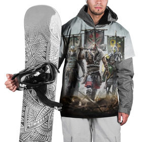 Накидка на куртку 3D с принтом For Honor в Белгороде, 100% полиэстер |  | for honor | боевые топоры | воители | доспехи | мечи | трое 3 | шлем