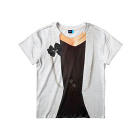 Детская футболка 3D с принтом Пиджак в Белгороде, 100% гипоаллергенный полиэфир | прямой крой, круглый вырез горловины, длина до линии бедер, чуть спущенное плечо, ткань немного тянется | бабочка | жакет | женский | одежда | пиджак