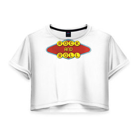 Женская футболка 3D укороченная с принтом Rock and Roll в Белгороде, 100% полиэстер | круглая горловина, длина футболки до линии талии, рукава с отворотами | rock | гитара | музыка | рок