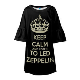 Детское платье 3D с принтом Led Zeppelin в Белгороде, 100% полиэстер | прямой силуэт, чуть расширенный к низу. Круглая горловина, на рукавах — воланы | Тематика изображения на принте: led zeppelin