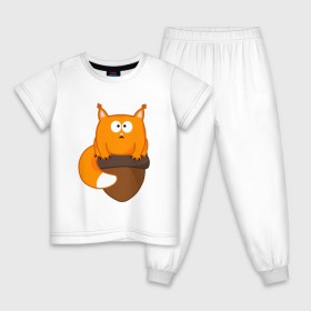 Детская пижама хлопок с принтом Белочка с орешком в Белгороде, 100% хлопок |  брюки и футболка прямого кроя, без карманов, на брюках мягкая резинка на поясе и по низу штанин
 | Тематика изображения на принте: милый | орех