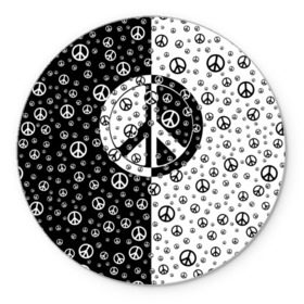 Коврик круглый с принтом Peace Symbol в Белгороде, резина и полиэстер | круглая форма, изображение наносится на всю лицевую часть | Тематика изображения на принте: love | peace | symbol | знак | любовь | мир | пацифик | пацифика | сигнал | символ | хиппи
