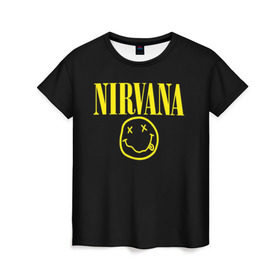 Женская футболка 3D с принтом Nirvana в Белгороде, 100% полиэфир ( синтетическое хлопкоподобное полотно) | прямой крой, круглый вырез горловины, длина до линии бедер | curt | nirvana | кобейн | курт | нирвана