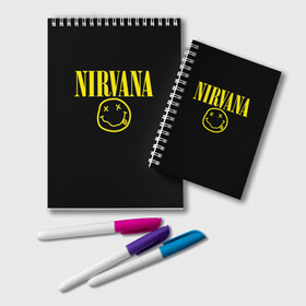 Блокнот с принтом Nirvana в Белгороде, 100% бумага | 48 листов, плотность листов — 60 г/м2, плотность картонной обложки — 250 г/м2. Листы скреплены удобной пружинной спиралью. Цвет линий — светло-серый
 | curt | nirvana | кобейн | курт | нирвана