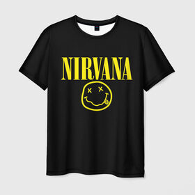 Мужская футболка 3D с принтом Nirvana в Белгороде, 100% полиэфир | прямой крой, круглый вырез горловины, длина до линии бедер | Тематика изображения на принте: curt | nirvana | кобейн | курт | нирвана