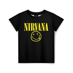 Детская футболка 3D с принтом Nirvana в Белгороде, 100% гипоаллергенный полиэфир | прямой крой, круглый вырез горловины, длина до линии бедер, чуть спущенное плечо, ткань немного тянется | Тематика изображения на принте: curt | nirvana | кобейн | курт | нирвана