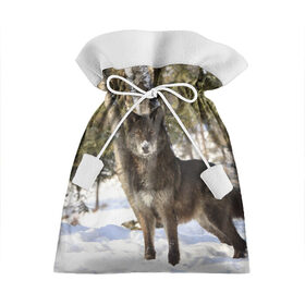Подарочный 3D мешок с принтом Король леса в Белгороде, 100% полиэстер | Размер: 29*39 см | Тематика изображения на принте: волки | животные | зима | зимние | картинки | снег | фото
