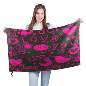 Флаг 3D с принтом Valentine`s day в Белгороде, 100% полиэстер | плотность ткани — 95 г/м2, размер — 67 х 109 см. Принт наносится с одной стороны | love | valentines day | любовь | надписи | паттерн