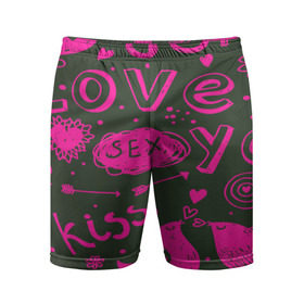 Мужские шорты 3D спортивные с принтом Valentine`s day в Белгороде,  |  | love | valentines day | любовь | надписи | паттерн