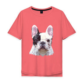 Мужская футболка хлопок Oversize с принтом Низкополигональный пёс в Белгороде, 100% хлопок | свободный крой, круглый ворот, “спинка” длиннее передней части | пес | полигон | французский бульдог