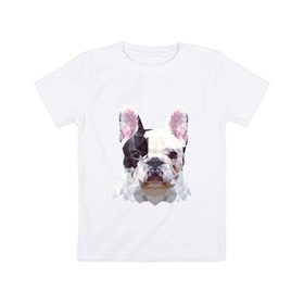 Детская футболка хлопок с принтом Низкополигональный пёс в Белгороде, 100% хлопок | круглый вырез горловины, полуприлегающий силуэт, длина до линии бедер | пес | полигон | французский бульдог