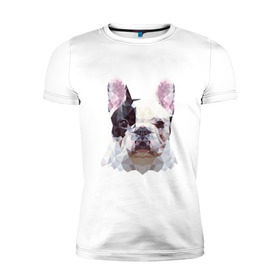 Мужская футболка премиум с принтом Низкополигональный пёс в Белгороде, 92% хлопок, 8% лайкра | приталенный силуэт, круглый вырез ворота, длина до линии бедра, короткий рукав | пес | полигон | французский бульдог
