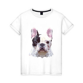 Женская футболка хлопок с принтом Низкополигональный пёс в Белгороде, 100% хлопок | прямой крой, круглый вырез горловины, длина до линии бедер, слегка спущенное плечо | пес | полигон | французский бульдог