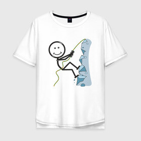 Мужская футболка хлопок Oversize с принтом Скалолаз в Белгороде, 100% хлопок | свободный крой, круглый ворот, “спинка” длиннее передней части | Тематика изображения на принте: бытие | дело | жизнь | занятие | космос | любовь | мир | природа | профессия | человек
