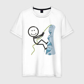 Мужская футболка хлопок с принтом Скалолаз в Белгороде, 100% хлопок | прямой крой, круглый вырез горловины, длина до линии бедер, слегка спущенное плечо. | бытие | дело | жизнь | занятие | космос | любовь | мир | природа | профессия | человек