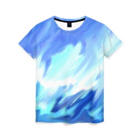 Женская футболка 3D с принтом Голубые краски в Белгороде, 100% полиэфир ( синтетическое хлопкоподобное полотно) | прямой крой, круглый вырез горловины, длина до линии бедер | абстракция | потертость | размытые | текстуры | цветные | яркие
