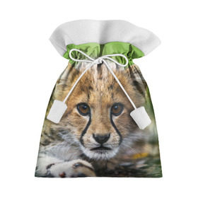 Подарочный 3D мешок с принтом Котёнок гепарда в Белгороде, 100% полиэстер | Размер: 29*39 см | Тематика изображения на принте: гепард | дикая кошка | котёнок | кошка | лев | природа | тигр | хищник | ягуар