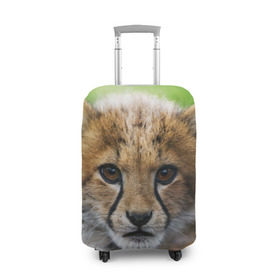 Чехол для чемодана 3D с принтом Котёнок гепарда в Белгороде, 86% полиэфир, 14% спандекс | двустороннее нанесение принта, прорези для ручек и колес | Тематика изображения на принте: гепард | дикая кошка | котёнок | кошка | лев | природа | тигр | хищник | ягуар