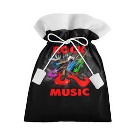 Подарочный 3D мешок с принтом Rock music в Белгороде, 100% полиэстер | Размер: 29*39 см | гитара | музыка | рок | рокер | электрогитара