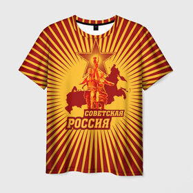 Мужская футболка 3D с принтом Советская Россия в Белгороде, 100% полиэфир | прямой крой, круглый вырез горловины, длина до линии бедер | звезда | коммунизм | коммунист | кпрф | кпсс | рабочий и колхозница | россия | серп и молот | солнце | ссср