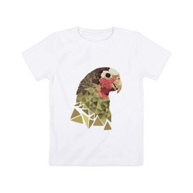 Детская футболка хлопок с принтом Низкополигональный попугай в Белгороде, 100% хлопок | круглый вырез горловины, полуприлегающий силуэт, длина до линии бедер | полигон | попугай