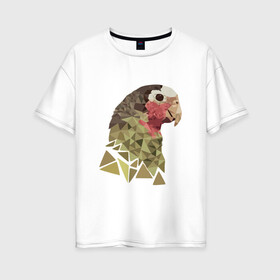 Женская футболка хлопок Oversize с принтом Низкополигональный попугай в Белгороде, 100% хлопок | свободный крой, круглый ворот, спущенный рукав, длина до линии бедер
 | полигон | попугай