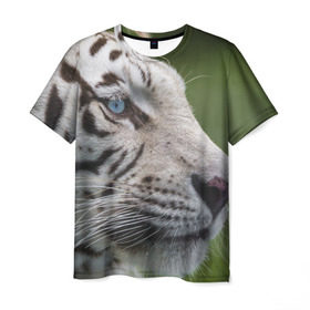 Мужская футболка 3D с принтом Белый тигр в Белгороде, 100% полиэфир | прямой крой, круглый вырез горловины, длина до линии бедер | абессинкая | домашние | животные | кот | котенок | кошка | порода | сиамская | тигр | хищник