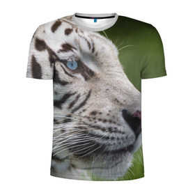 Мужская футболка 3D спортивная с принтом Белый тигр в Белгороде, 100% полиэстер с улучшенными характеристиками | приталенный силуэт, круглая горловина, широкие плечи, сужается к линии бедра | абессинкая | домашние | животные | кот | котенок | кошка | порода | сиамская | тигр | хищник