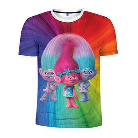 Мужская футболка 3D спортивная с принтом Тролли в Белгороде, 100% полиэстер с улучшенными характеристиками | приталенный силуэт, круглая горловина, широкие плечи, сужается к линии бедра | princess poppy | troll poppy | troll satin and chenille | trolls | розочка | сатинка и синелька | тролли | цветан