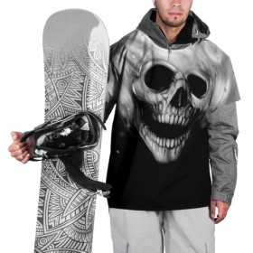 Накидка на куртку 3D с принтом Череп в Белгороде, 100% полиэстер |  | Тематика изображения на принте: black and white | fire | skull | монстр | огонь | привидение | череп | чёрно белый