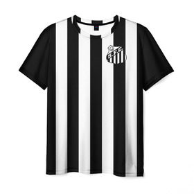 Мужская футболка 3D с принтом Сантос в Белгороде, 100% полиэфир | прямой крой, круглый вырез горловины, длина до линии бедер | santos | бразилия | футбол