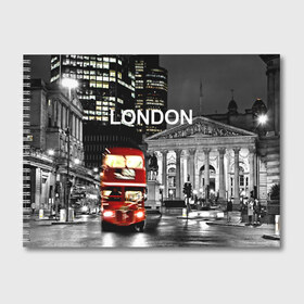 Альбом для рисования с принтом Улицы Лондона в Белгороде, 100% бумага
 | матовая бумага, плотность 200 мг. | Тематика изображения на принте: bus | city | england | evening | lights | london | night | street | two storey | united kingdom | автобус | англия | великобритания | вечер | город | двухэтажный | лондон | ночь | огни | улица