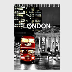 Скетчбук с принтом Улицы Лондона в Белгороде, 100% бумага
 | 48 листов, плотность листов — 100 г/м2, плотность картонной обложки — 250 г/м2. Листы скреплены сверху удобной пружинной спиралью | bus | city | england | evening | lights | london | night | street | two storey | united kingdom | автобус | англия | великобритания | вечер | город | двухэтажный | лондон | ночь | огни | улица