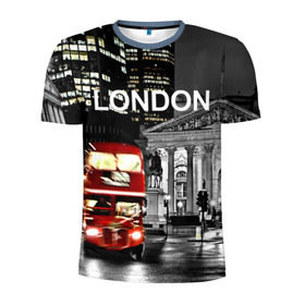 Мужская футболка 3D спортивная с принтом Улицы Лондона в Белгороде, 100% полиэстер с улучшенными характеристиками | приталенный силуэт, круглая горловина, широкие плечи, сужается к линии бедра | bus | city | england | evening | lights | london | night | street | two storey | united kingdom | автобус | англия | великобритания | вечер | город | двухэтажный | лондон | ночь | огни | улица
