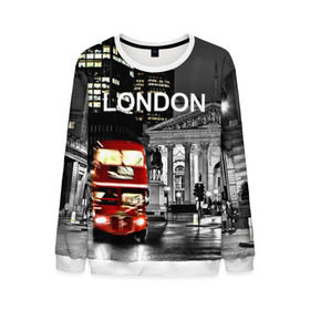 Мужской свитшот 3D с принтом Улицы Лондона в Белгороде, 100% полиэстер с мягким внутренним слоем | круглый вырез горловины, мягкая резинка на манжетах и поясе, свободная посадка по фигуре | bus | city | england | evening | lights | london | night | street | two storey | united kingdom | автобус | англия | великобритания | вечер | город | двухэтажный | лондон | ночь | огни | улица
