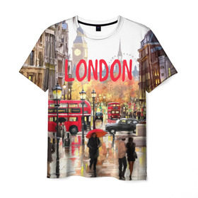 Мужская футболка 3D с принтом Улицы Лондона в Белгороде, 100% полиэфир | прямой крой, круглый вырез горловины, длина до линии бедер | Тематика изображения на принте: england | london | united kingdom | англия | великобритания | город | лондон