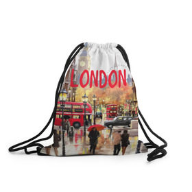 Рюкзак-мешок 3D с принтом Улицы Лондона в Белгороде, 100% полиэстер | плотность ткани — 200 г/м2, размер — 35 х 45 см; лямки — толстые шнурки, застежка на шнуровке, без карманов и подкладки | england | london | united kingdom | англия | великобритания | город | лондон