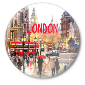 Значок с принтом Улицы Лондона в Белгороде,  металл | круглая форма, металлическая застежка в виде булавки | Тематика изображения на принте: england | london | united kingdom | англия | великобритания | город | лондон
