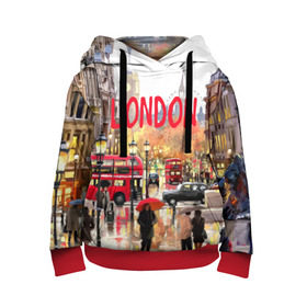 Детская толстовка 3D с принтом Улицы Лондона в Белгороде, 100% полиэстер | двухслойный капюшон со шнурком для регулировки, мягкие манжеты на рукавах и по низу толстовки, спереди карман-кенгуру с мягким внутренним слоем | Тематика изображения на принте: england | london | united kingdom | англия | великобритания | город | лондон