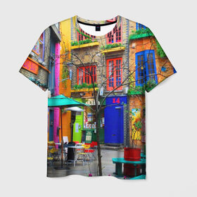 Мужская футболка 3D с принтом Улицы Лондона в Белгороде, 100% полиэфир | прямой крой, круглый вырез горловины, длина до линии бедер | bright | city | color | courtyard | england | london | paint | street | united kingdom | англия | великобритания | город | дворик | краски | лондон | улица | цвет | яркие