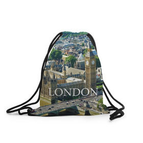 Рюкзак-мешок 3D с принтом Улицы Лондона в Белгороде, 100% полиэстер | плотность ткани — 200 г/м2, размер — 35 х 45 см; лямки — толстые шнурки, застежка на шнуровке, без карманов и подкладки | city | england | london | united kingdom | англия | великобритания | город | лондон