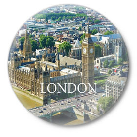 Значок с принтом Улицы Лондона в Белгороде,  металл | круглая форма, металлическая застежка в виде булавки | city | england | london | united kingdom | англия | великобритания | город | лондон