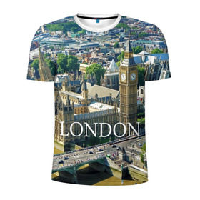 Мужская футболка 3D спортивная с принтом Улицы Лондона в Белгороде, 100% полиэстер с улучшенными характеристиками | приталенный силуэт, круглая горловина, широкие плечи, сужается к линии бедра | city | england | london | united kingdom | англия | великобритания | город | лондон