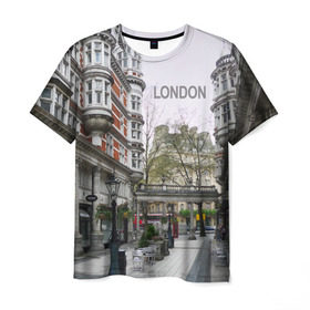 Мужская футболка 3D с принтом Улицы Лондона в Белгороде, 100% полиэфир | прямой крой, круглый вырез горловины, длина до линии бедер | boulevard | city | england | london | street | united kingdom | англия | бульвар | великобритания | город | лондон | улица