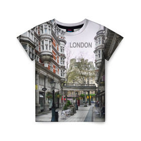 Детская футболка 3D с принтом Улицы Лондона в Белгороде, 100% гипоаллергенный полиэфир | прямой крой, круглый вырез горловины, длина до линии бедер, чуть спущенное плечо, ткань немного тянется | boulevard | city | england | london | street | united kingdom | англия | бульвар | великобритания | город | лондон | улица