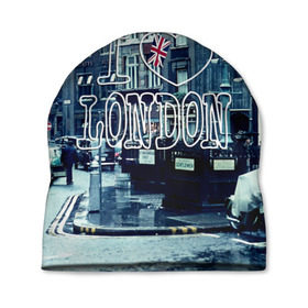 Шапка 3D с принтом Улицы Лондона в Белгороде, 100% полиэстер | универсальный размер, печать по всей поверхности изделия | Тематика изображения на принте: city | england | flag | heart | i | london | love | street | united kingdom | англия | великобритания | город | лондон | люблю | сердце | улица | флаг | я